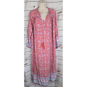 SOLD>>>Natural Life Pink Floral Long Peasant Dress L
